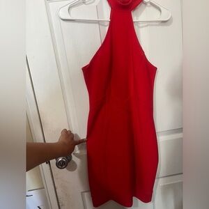 Elegant Red Halter Dress
